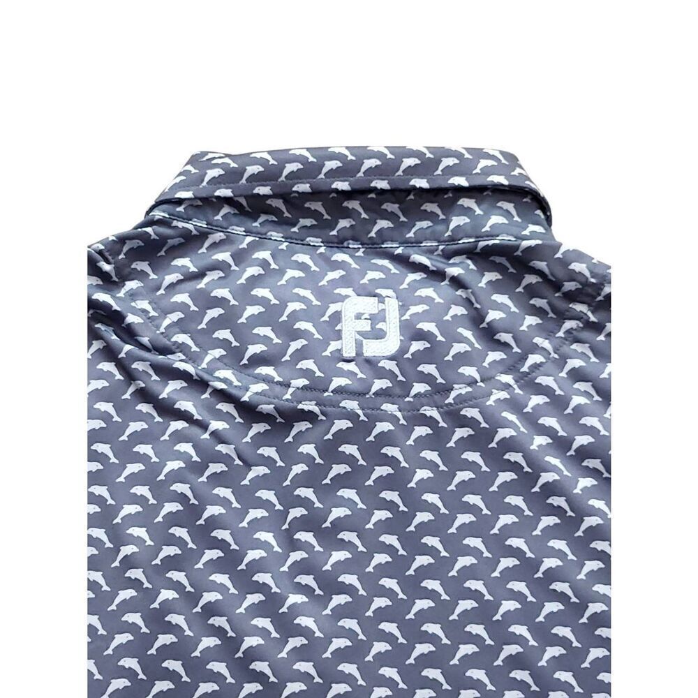 FJ Footjoy mens medium DOLPHIN print *Club embroidery and FJ Logo blue white - Picture 2 of 9